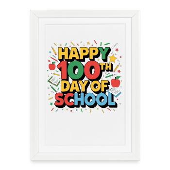 Joyeux 100e jour d’école - Affiche encadrée (27 × 37 cm) - blanc - Devant