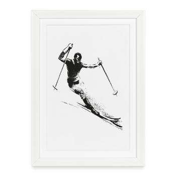 Rétro Skier - Affiche encadrée (27 × 37 cm) - blanc - Devant