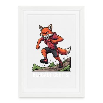 Hiking Mountains Trekking Hikers Outdoor Nature Forest - Framed poster (27 × 37 cm) - white - Front