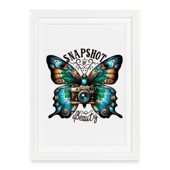 Butterfly Camera Snapshot Beauty - Framed poster (27 × 37 cm) - white - Front