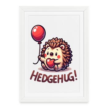 Hedgehog Heart Balloon Hug - Framed poster (27 × 37 cm) - white - Front