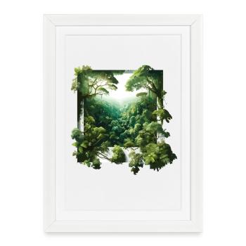 Window to the jungle green - Framed poster (27 × 37 cm) - white - Front