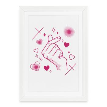 Kpop Korean Music Cute Finger Heart Love Korea - Framed poster (27 × 37 cm) - white - Front