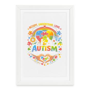 Autism Acceptance Heart Puzzle - Framed poster (27 × 37 cm) - white - Front