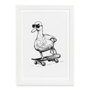 Skater Duck - Affiche encadrée (27 × 37 cm) - blanc - Devant