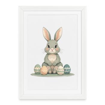 Œufs de Pâques Pastel Bunny - Affiche encadrée (27 × 37 cm) - blanc - Devant