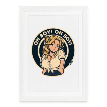 Oh là là là autocollant Blonde Blonde Femme - Affiche encadrée (27 × 37 cm) - blanc - Devant