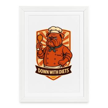No-Diet Cook Bulldog - Framed poster (27 × 37 cm) - white - Front