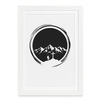 Summit Cross Hiking Mountains Summits Mountaineers Nature - Framed poster (27 × 37 cm) - white - Front