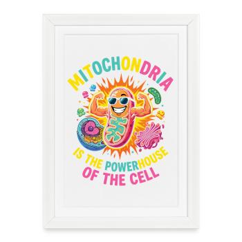 Humour scientifique des mitochondries - Affiche encadrée (27 × 37 cm) - blanc - Devant