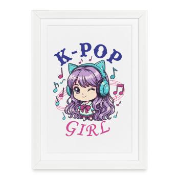 Fille K-Pop Mignonne Musique coréenne Anime Kpop Fans de Kpop - Affiche encadrée (27 × 37 cm) - blanc - Devant