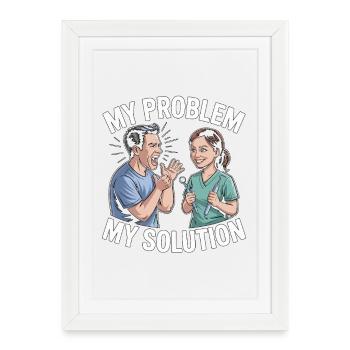 Hygiéniste orthodontique mon problème ma maman pictogramme - Affiche encadrée (27 × 37 cm) - blanc - Devant