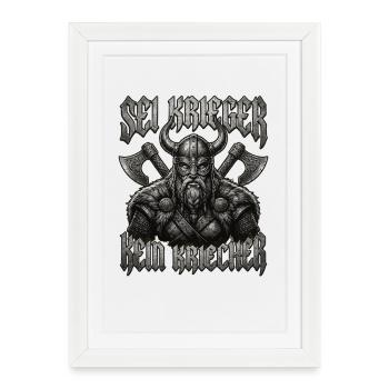 Sois un guerrier, pas un creeper, barbe viking - Affiche encadrée (27 × 37 cm) - blanc - Devant