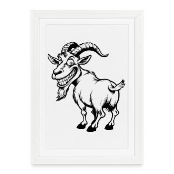 Grinning mountain goat illustration - Framed poster (27 × 37 cm) - white - Front