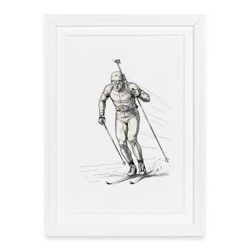 Biathlon, ski, sports d'hiver, tir - Affiche encadrée (27 × 37 cm) - blanc - Devant