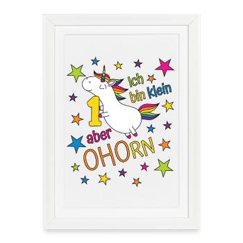 Licorne fille d’un an, je suis petite mais - Affiche encadrée (27 × 37 cm) - blanc - Devant
