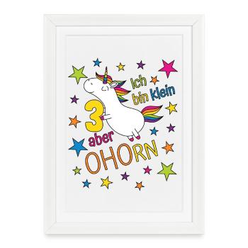 3 Years Girl Unicorn I'm Small But Maple - Framed poster (27 × 37 cm) - white - Front