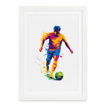 Paint Splash Football Hero - Affiche encadrée (27 × 37 cm) - blanc - Devant