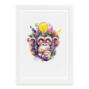 Glowing Monkey Graffiti - Framed poster (27 × 37 cm) - white - Front