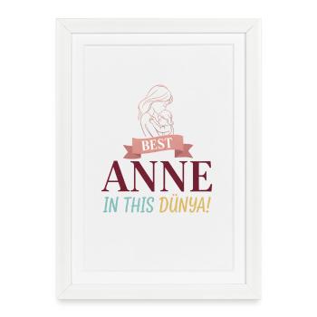Meilleure Anne dans ce Dünya - Mother & Child Design - Affiche encadrée (27 × 37 cm) - blanc - Devant