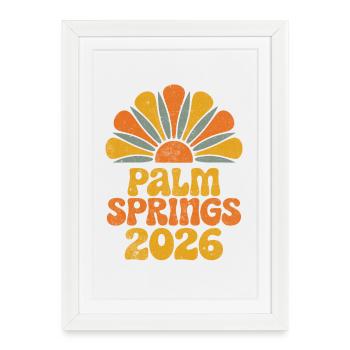 Palm Springs 2026 Rétro Sunburst - Affiche encadrée (27 × 37 cm) - blanc - Devant