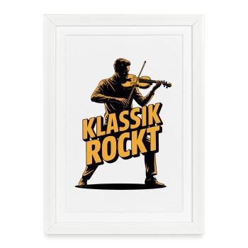 Rocks classiques Violon Violon Rock Violon Violon Violon Éventail classique - Affiche encadrée (27 × 37 cm) - blanc - Devant