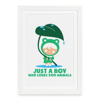 Zoo Animals Park Animal Park Déclaration du jeune homme - Affiche encadrée (27 × 37 cm) - blanc - Devant