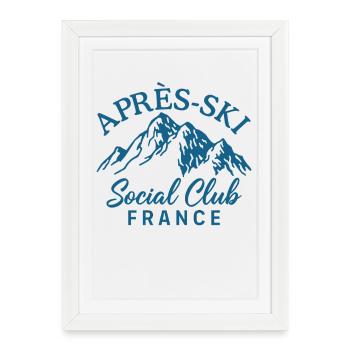 Après Ski Social Club Italie Skiing - Affiche encadrée (27 × 37 cm) - blanc - Devant