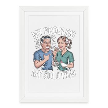 Parodontiste Hygiéniste Mon problème Ma maman Pictogramme - Affiche encadrée (27 × 37 cm) - blanc - Devant