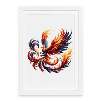 Phénix de Feu dans le Vortex de Flammes - Affiche encadrée (27 × 37 cm) - blanc - Devant