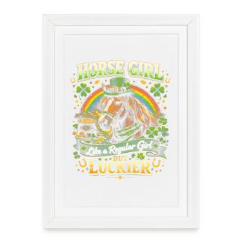 Fille cheval à la chance arc-en-ciel - Affiche encadrée (27 × 37 cm) - blanc - Devant