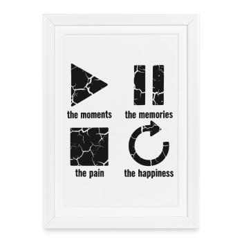 Pleine conscience, moments, souvenirs, bonheur - Affiche encadrée (27 × 37 cm) - blanc - Devant