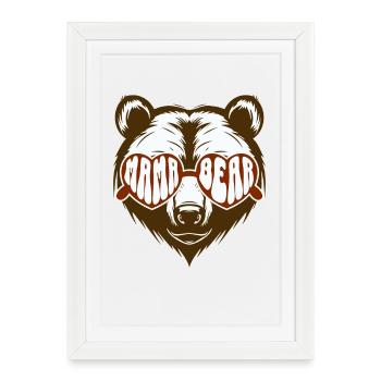 Mama Bear - Heart Glasses Bear Retro Motif for Mothers - Framed poster (27 × 37 cm) - white - Front