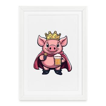 Roi de la Bière de Porc - Affiche encadrée (27 × 37 cm) - blanc - Devant
