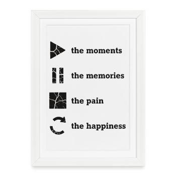 Pleine conscience, moments, souvenirs, bonheur - Affiche encadrée (27 × 37 cm) - blanc - Devant