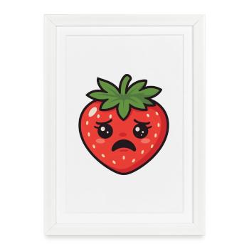 Worried Strawberry Cartoon - Framed poster (27 × 37 cm) - white - Front