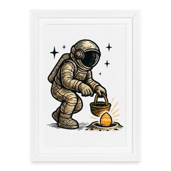 Astronaut collects easter egg - Framed poster (27 × 37 cm) - white - Front