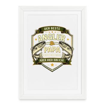 Pêcheur et papa : Pas facile. Mais me voilà ! - Affiche encadrée (27 × 37 cm) - blanc - Devant