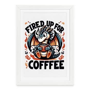 Joie de feu du Dragon du Café - Affiche encadrée (27 × 37 cm) - blanc - Devant