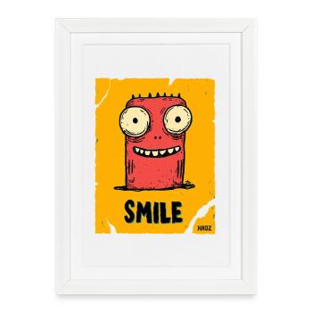 Funny Monster with Smile - Framed poster (27 × 37 cm) - white - Front