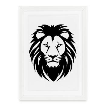 Lion - Affiche encadrée (27 × 37 cm) - blanc - Devant