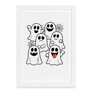 Süße Halloween Geister - Lustiges Spuk Outfit - Gerahmtes Poster (27 × 37 cm) - Weiß - Vorne