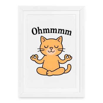 Ohmmmm Yoga Cat Relaxed Meditating Design - Framed poster (27 × 37 cm) - white - Front