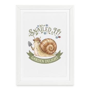 Snailed It! – Cute Snail in Garden Design - Framed poster (27 × 37 cm) - white - Front