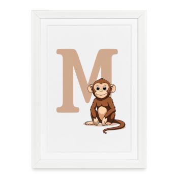 Conception MonkeyM avec la lettre majuscule M - Affiche encadrée (27 × 37 cm) - blanc - Devant
