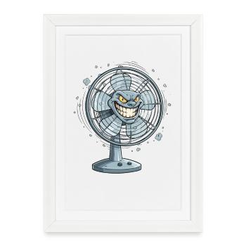 Grimmiger Ventilator Cartoon - Gerahmtes Poster (27 × 37 cm) - Weiß - Vorne