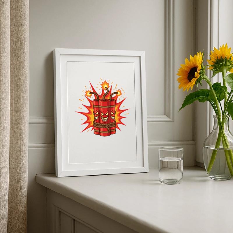 Exploding Dynamite Art Framed poster (27 × 37 cm)