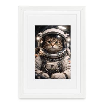 Space cat in astronaut suit - Framed poster (27 × 37 cm) - white - Front