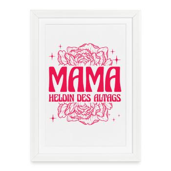 Mom Heroine of Everyday Retro Floral Design - Framed poster (27 × 37 cm) - white - Front