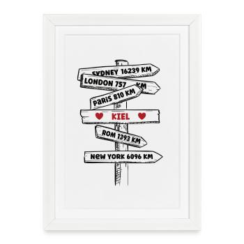 Kiel mer Baltique Kiel Kieler Schleswig Holstein - Affiche encadrée (27 × 37 cm) - blanc - Devant